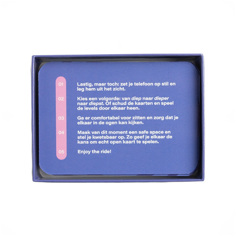 Ga de uitdaging aan en speel DIEP'R samen met vrienden, familie, je partner en iedereen waarmee jij een diepere connectie wilt opbouwen.