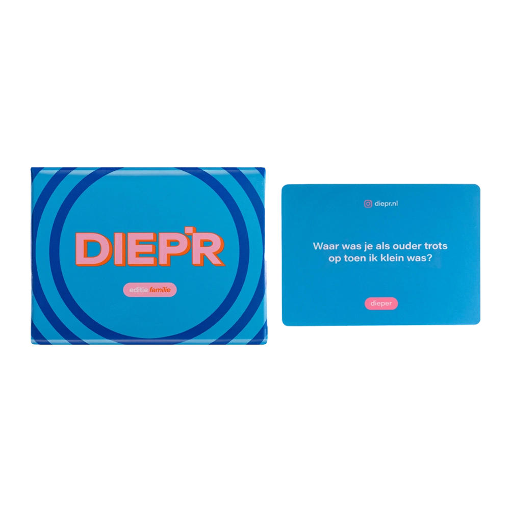 DIEP'R Kaartspel familie editie, stel elkaar diepgaande vragen 