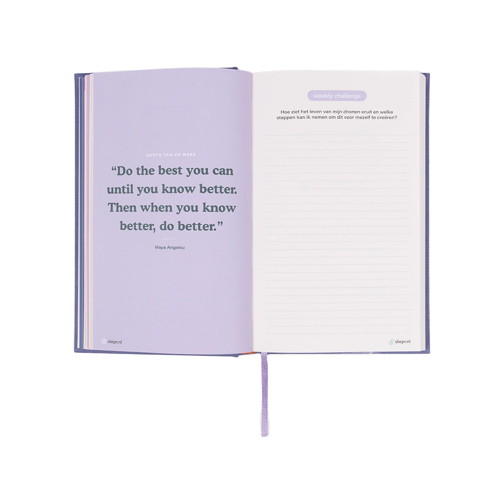 DIEP'R JOURNAL met inspirerende quotes en weekly challenges