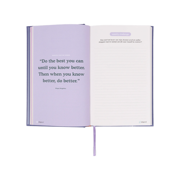 DIEP'R JOURNAL met inspirerende quotes en weekly challenges