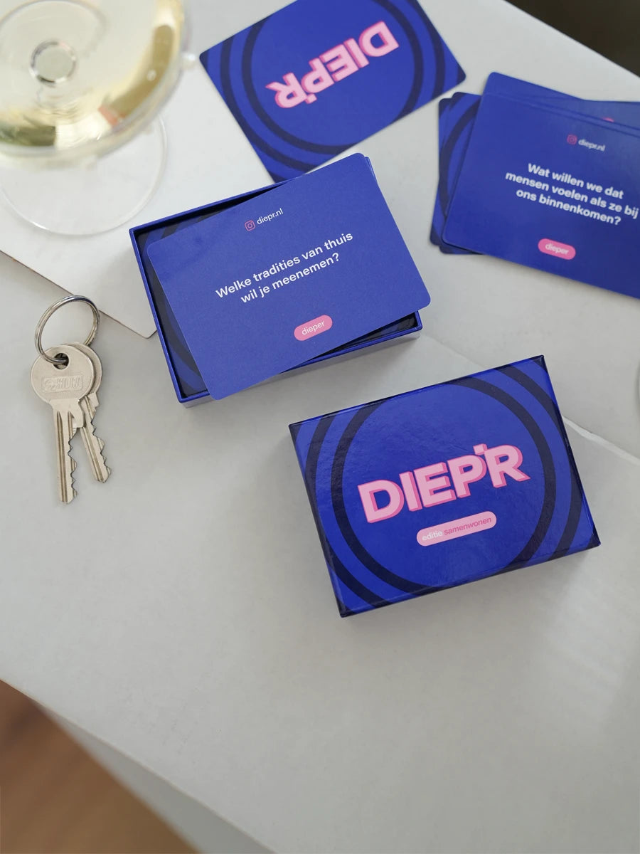  NIEUW! Diep'r samenwonen editie met 60 vragen over jullie gewoontes, verwachtingen, verschillen en toekomst.