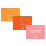 3 voorbeeld kaartjes van DIEP'R KIDS 5+, het kaartspel vanaf 5 jaar om te leren praten over je emoties en gevoelens. 