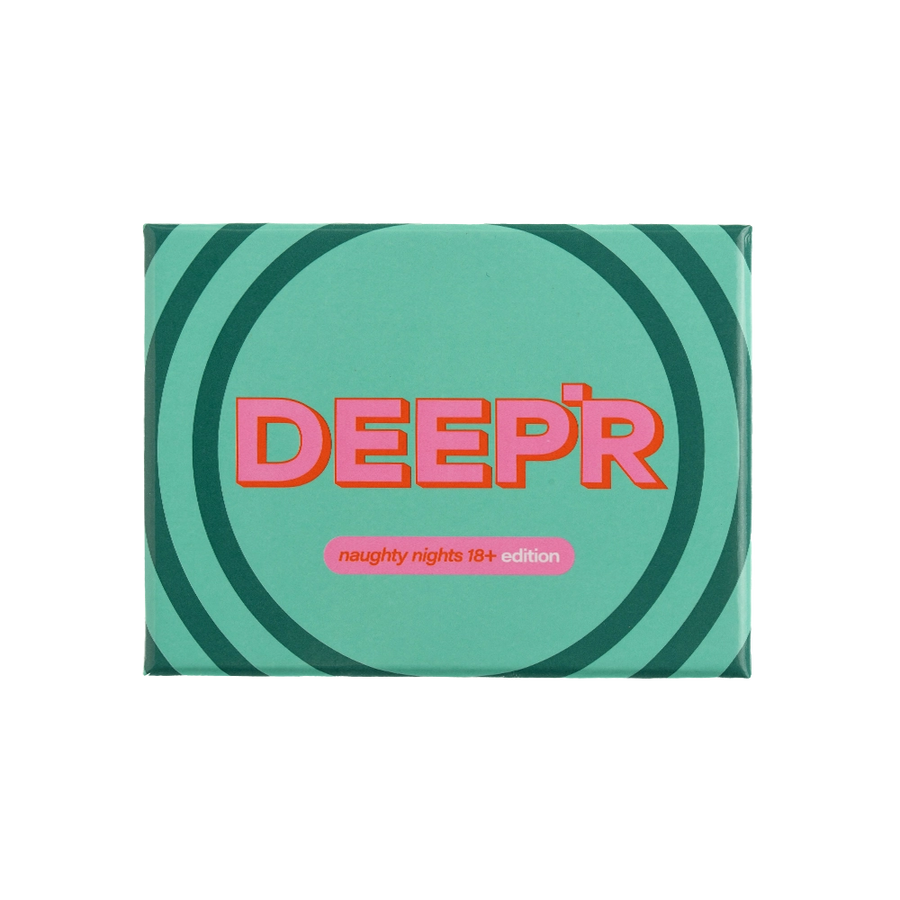 DEEP'R’s naughty nights edition. The question game that brings out your fantasies, kinks, and secret cravings. If you’ve been waiting for a sign to spice things up, this is it. Whether you’re in for a playful tease or ready to go all in, this game sets the scene to explore your deepest pleasures.