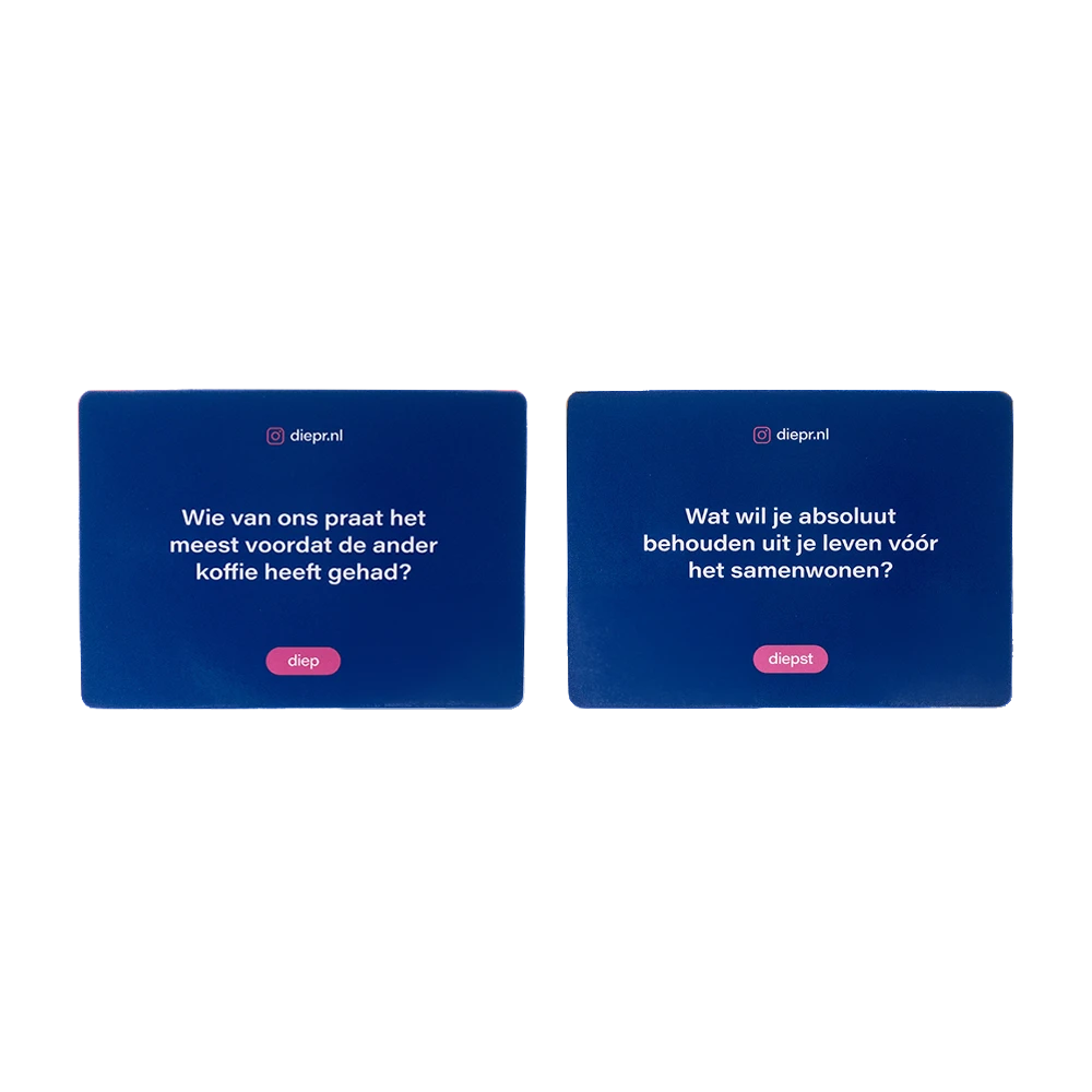 2 voorbeelden met vragen van het DIEP'R Samenwonen kaartspel