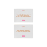 DIEP’R TROUWEN de focus terug waar hij hoort: op jullie twee. Verwacht verrassende vragen, nieuwe inzichten en vooral veel lol. Perfect voor een avondje wedding prep, of gewoon voor de fun. Dit is jullie shortcut naar de bruiloft van jullie dromen.